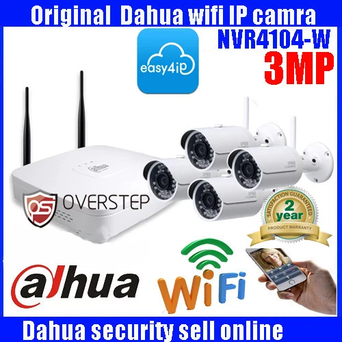 DAHUA 4ch Wifi NVR NVR4104 W System Kit с 4 беспроводными камерами pc bullet IP Camera DH IPC HFW1320S 3MP Kit|wifi nvr|4ch