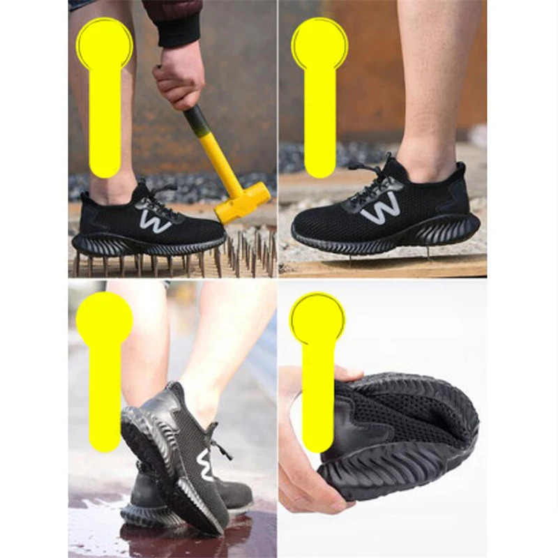 

New Fashion High Quality Breathable Steel toe Cap Safety Shoes Anti-piercing Men's Casual Light Summer Outdoor Work Net Shoes