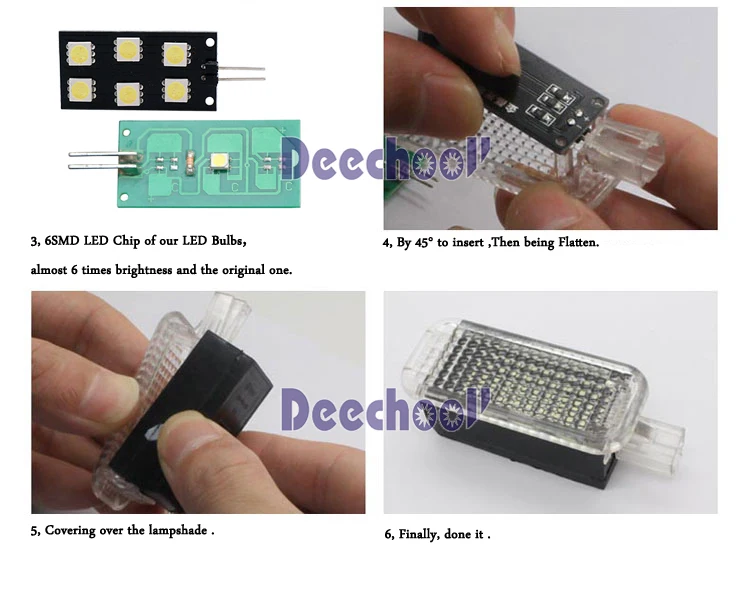 Deechooll 2x CANBUS без ошибок 6-SMD светодиодный автомобильные лампы для 2008- Audi A4 S4 B8 внутренний светильник для ног светильник s лампа красный синий