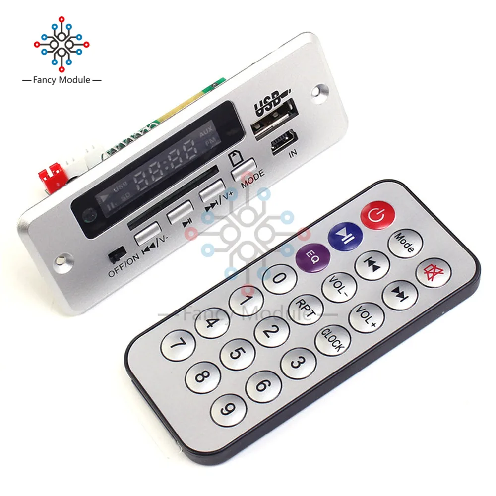 

Плата мини-декодера MP3 5 В, модуль декодирования вызовов с Bluetooth, MP3 WAV U-Disk TF-карта с USB усилителем 2*3 Вт, пультом дистанционного управления