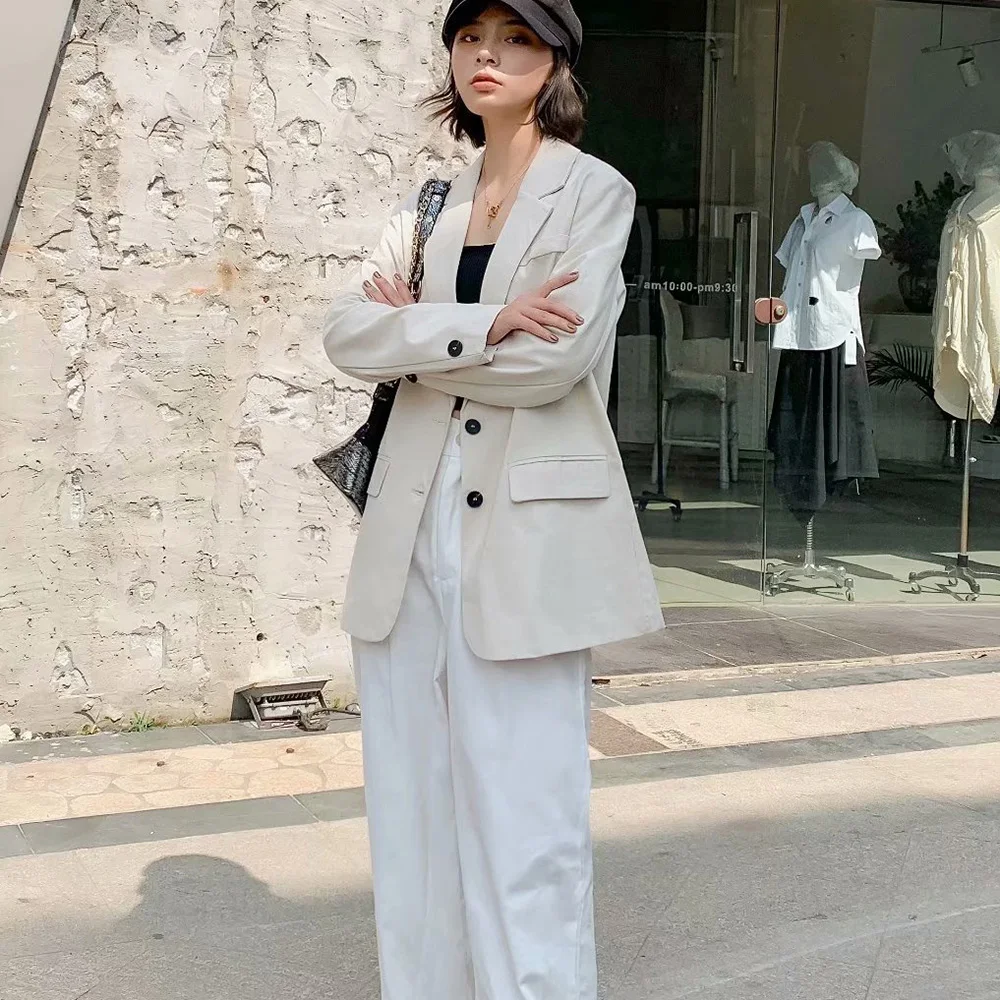 Autumn New Sale Cthink Linen Blazer Women Fashion Long Sleeve Good Quality Beige Suit Coat For Woman Stylish OL Casual Suits