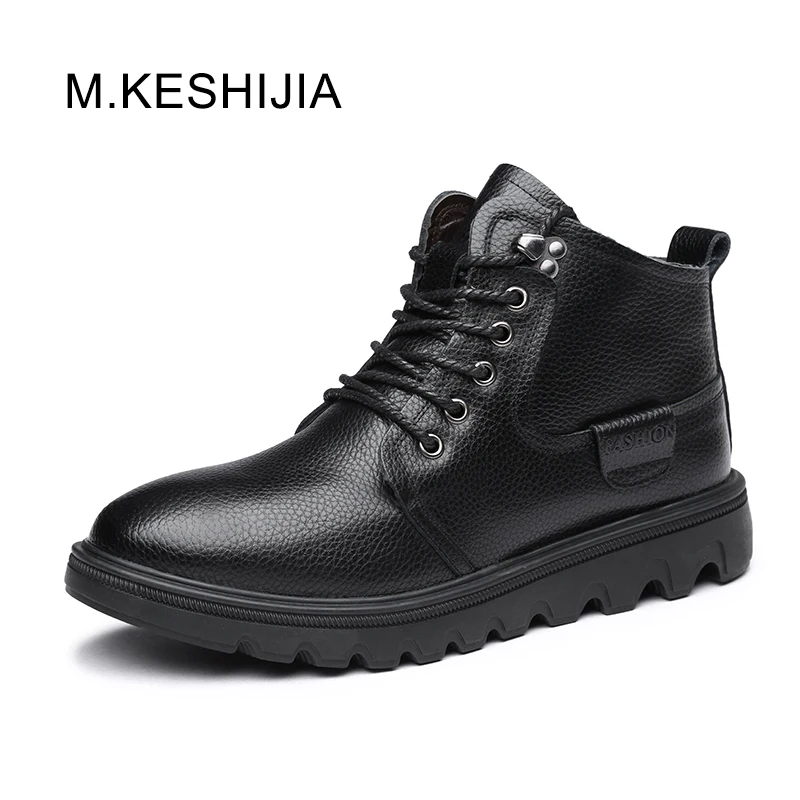 M.KESHIJIA Autumn Winter Men Boots 38-44 Vintage Style Shoes Casual Fashion High-Cut Lace-up Warm Hombre | Обувь