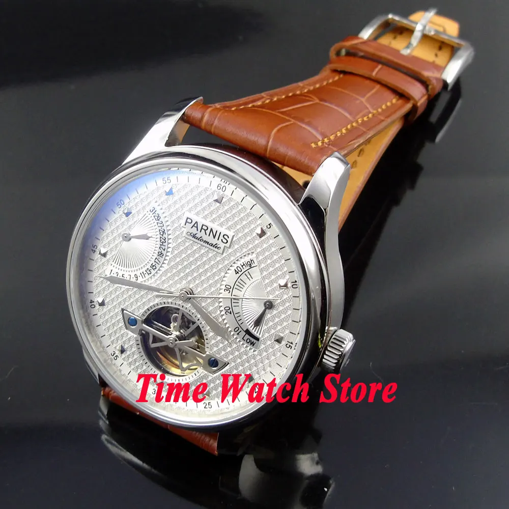 Мужские водонепроницаемые часы Parnis многофункциональные автоматические 43 мм pvd