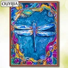Картина из страз со стрекозой OUYIJIA, бабочки, животные, 5D, сделай сам, Алмазная мозаика, квадратная картина стразы, вышивка, распродажа
