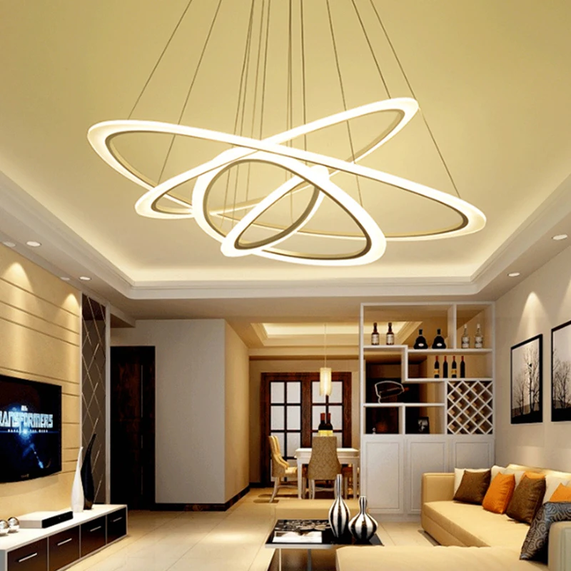 Современный акриловый светодиодный подвесной светильник в виде кольца люстра