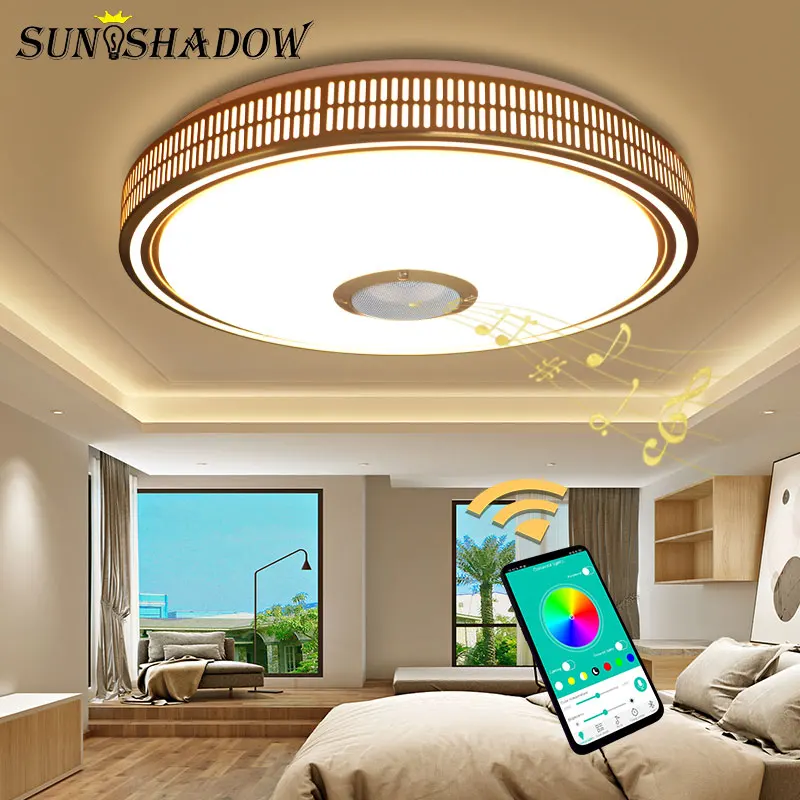 APP Bluetooth Control Ledd Ceiling Lights For Living room Bedroom Gold Body Multicolor Modern Lighting Chandelier Lamps | Лампы и