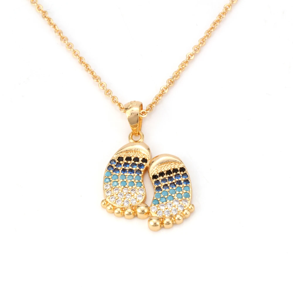 MEIBEADS Micro Pave Cz Crystal Foot Charms Necklaces Pendants Gold Color For Women Summer Jewelry EY6232 | Украшения и аксессуары