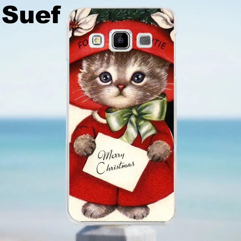 Suef Vintage Kitty Christmas For Galaxy Alpha Core Prime Note 2 3 4 5 S3 S4 S5 S6 S7 S8 mini edge Plus Soft 2017 New Arrival | Мобильные