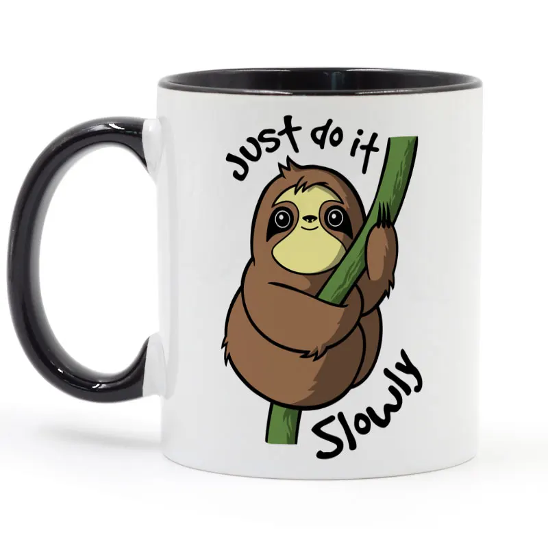 Кружка для кофе Slow Sloth керамическая чашка цветная ручка внутри подарки 11 унций