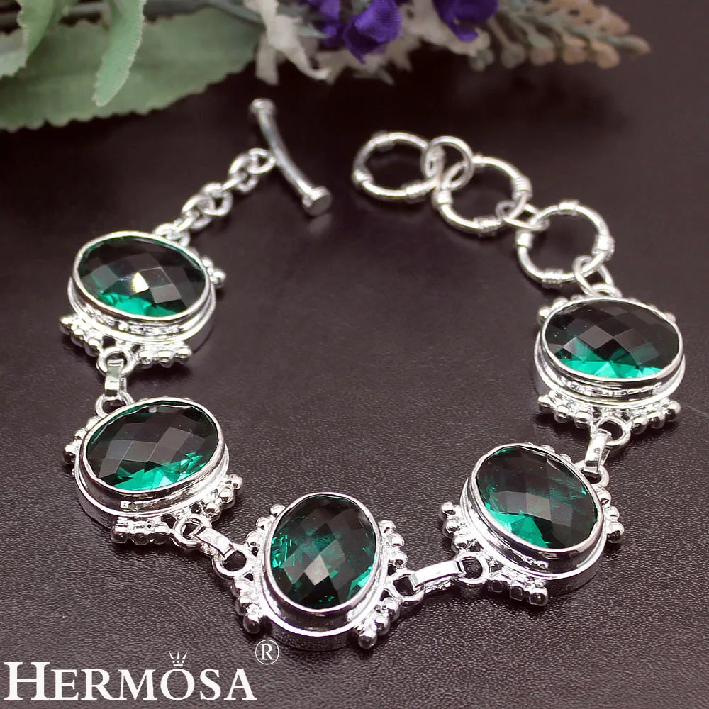 Hermosa ослепительный натуральный уникальный браслет-цепочка GreenTopaz для женщин 7,5 дюйма NY1071