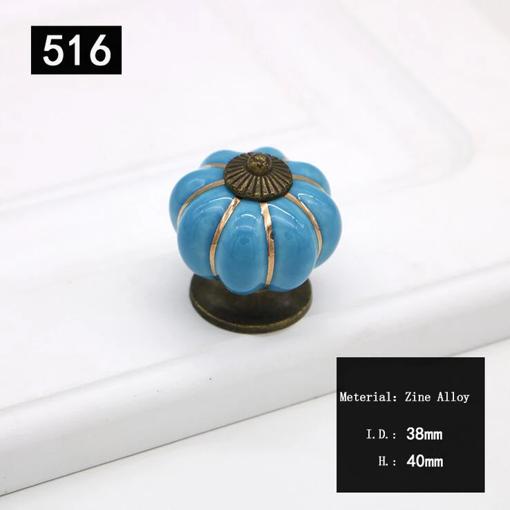 blue Цинковый сплав ручки ящика 40 мм шкафа тянет кухонные ручки мультфильм Тыква мебель ручка для мебель для детской аппаратуры - Цвет: blue