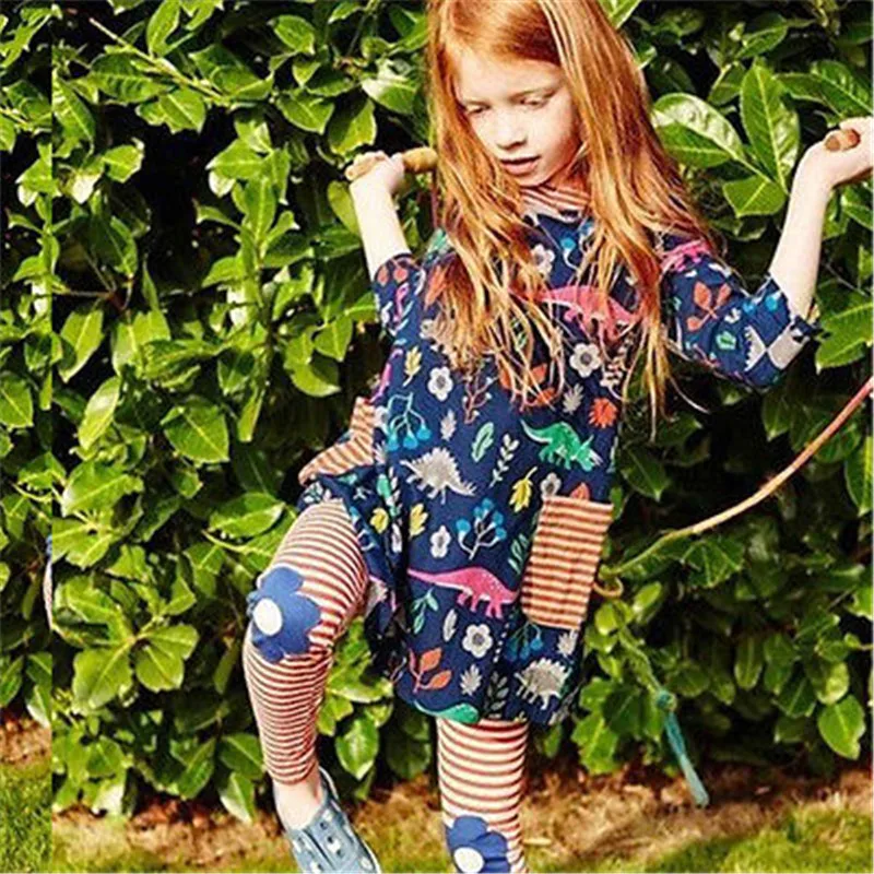 autumn fall Graffiti Girls Dress Summer 2017 Kids Clothes Cotton Children Clothing for Toddler Beach Party Holiday Brand | Детская