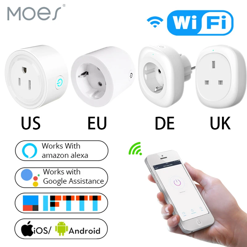 UK US EU WiFi Smart Socket Power Plug Outlet Remote Control Energy Monitor Works with Amazon Alexa Google Home No Hub Required |