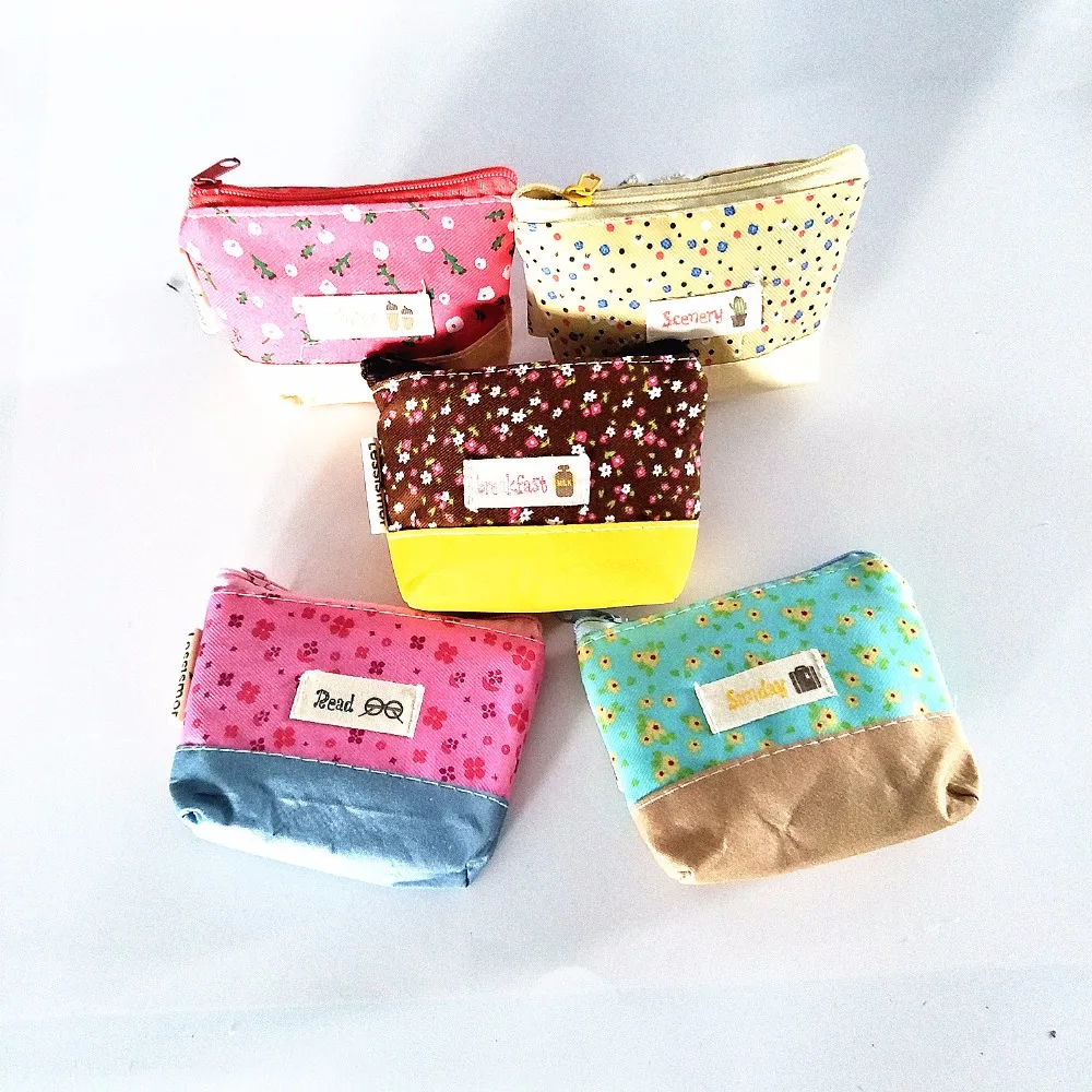 M077 Cute Cartoon Small Fresh Flowers Fabric Coin Purse Wallet Card Bag Girl Women Student Gift Wholesale | Багаж и сумки