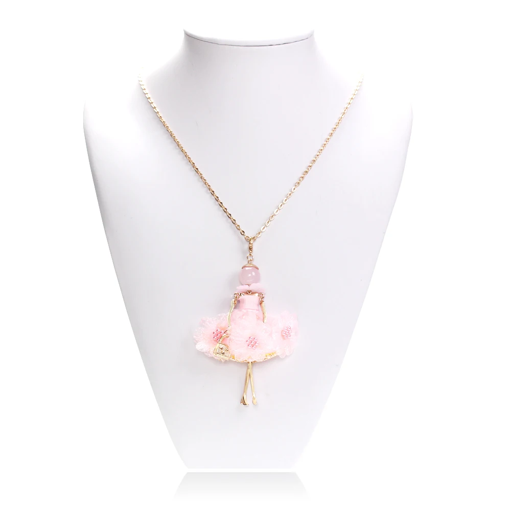 

WNGMNGL 2018 Statement Flower Dress Doll Necklace Pendant Long Chain Collar Fashion Necklace Accessories Jewelry For Women Gift