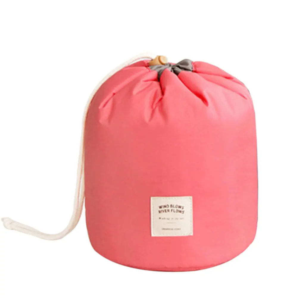 Баррель формы путешествия косметичка нейлон высокой емкости шнурок элегантный