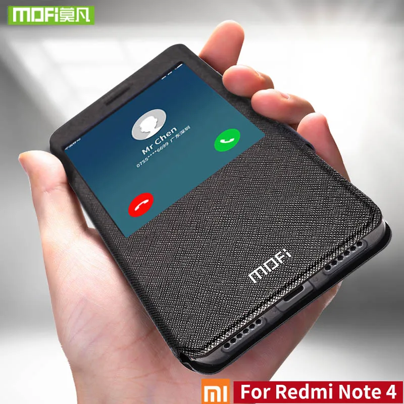 Для Xiaomi Redmi Note 4 чехол для случае глобальная версия Mofi крышка кремния Flip 360 note4