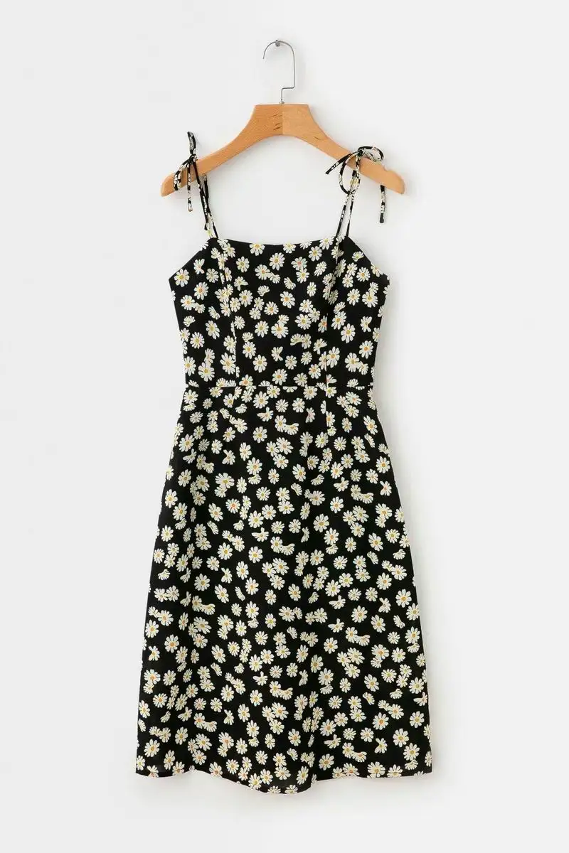 Женское платье с цветочным принтом летние платья на бретелях-спагетти одежда до