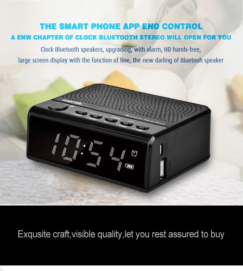 Leadstar портативный Bluetooth динамик беспроводной светодиодный Будильник fm-радио с TF/USB портом для телефона