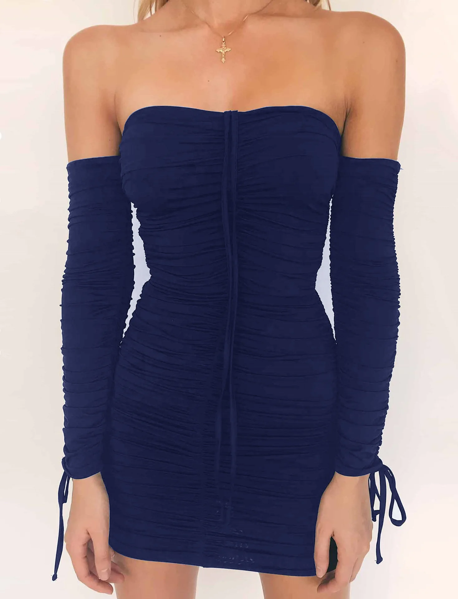AR сексуальное декольте без бретелек Bodycon одноцветное мини-платье женские повязку