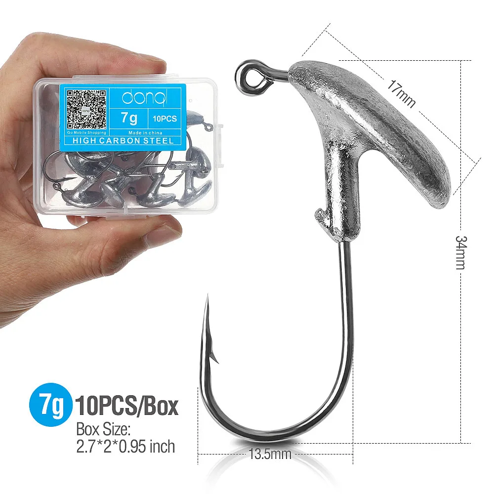 DONQL 10 шт./компл. колючей Lead Jig Head рыболовный крючок стакан рыболовный крючок 3,5g 5g 7g 10g 14g для Мягкая приманка для карпа на рыбалку рыболовных крючков - Цвет: 10pcs 7g