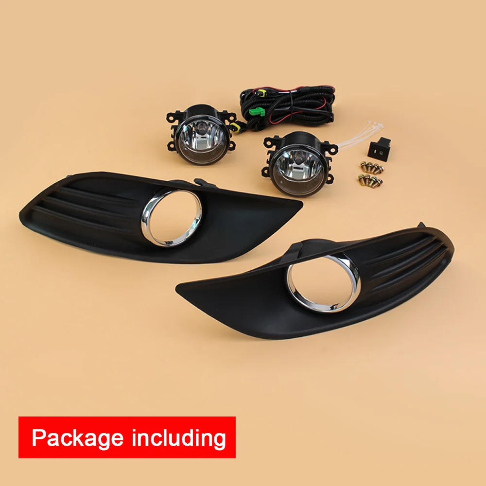 Fog Light Set 1 пара 12 В Автомобильная противотуманная фара в сборе с хромированными крышками противотуманных фар и кнопкой реле проводов для Ford Focus Sedan 2009 2010 2011 - Цвет: Fog Light Set