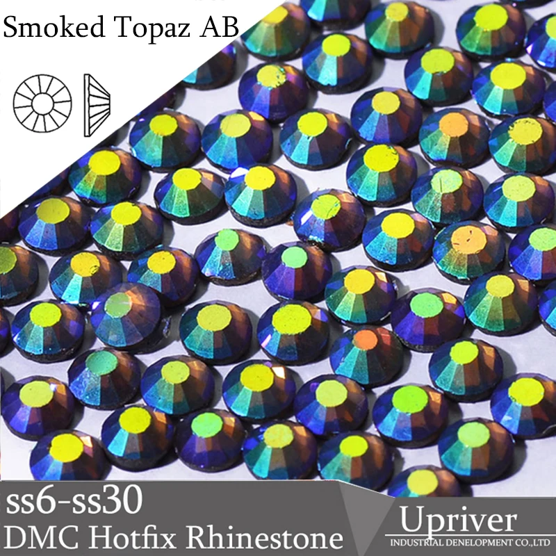 

Upriver Machine Cut SS6-SS30 Smoked Topaz AB Glitter DMC DIY Hotfix Rhinestones