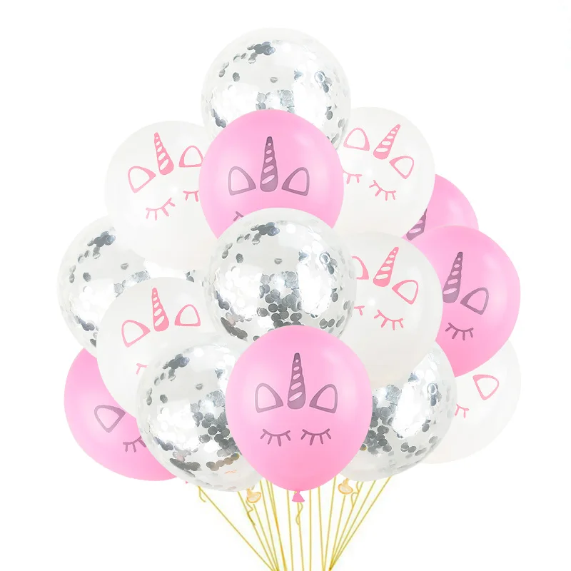 B04 15 pcs с днем рождения воздушные шары в форме единорога Единорог детский праздничный костюм Baby Shower детский день латекс декоративные воздушные шары - Цвет: B04