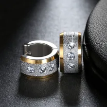 ZORCVENS 2020 New 316L Stainless Steel Hoop Earrings for Women Men CZ Stone Punk Style Small Earrings Jewelry Wholesale