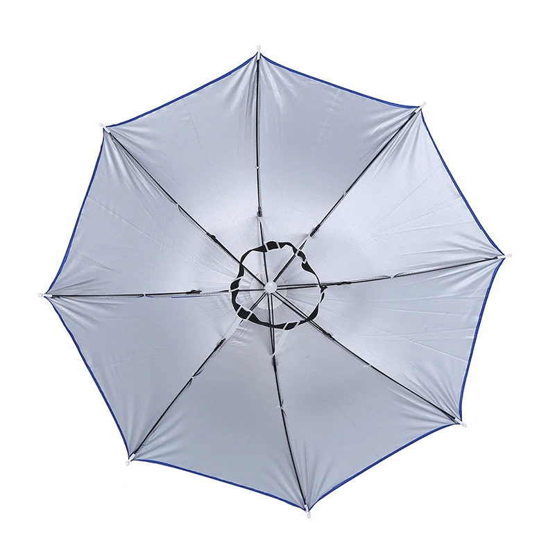 Fishing Elastic Headband Metal Frame Hands Free Nylon Umbrella Hat Blue | Дом и сад