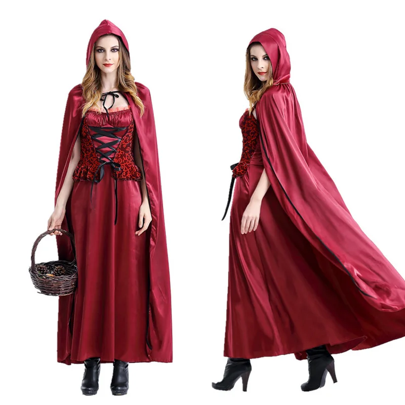 Сексуальный красный костюм кардинала с капюшоном маленькая красная шапочка