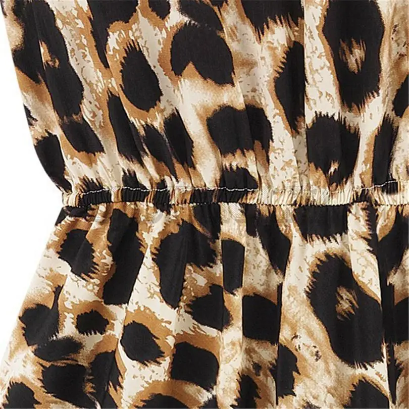 Милое повседневное леопардовое платье без рукавов с леопардовым принтом женское