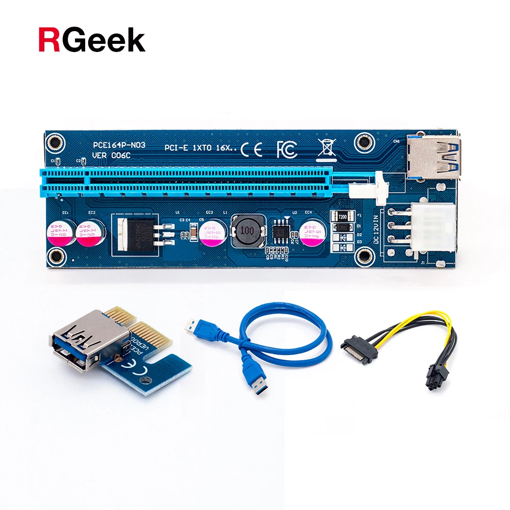 18 шт. 60 см PCI-E расширитель PCI Express Riser Card 1x к 16x USB 3 0 SATA 4Pin IDE Molex Power для майнинга Bitcion