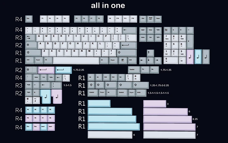 Приглушенный цветной 169 Вишневый профиль краситель Sub Keycap набор толстой PBT пластиковая клавиатура gh60 xd60 xd84 tada68 rs96 zz96 87 104 660