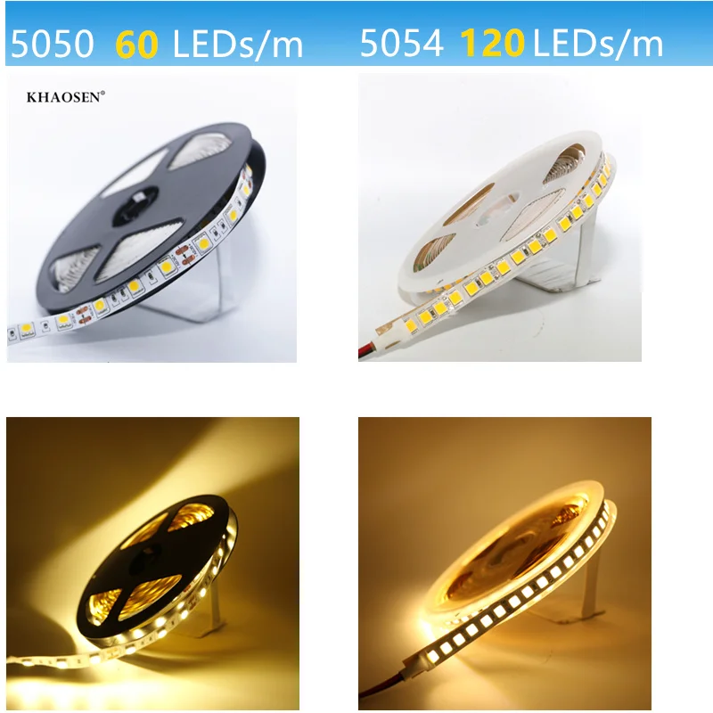 1/2/3/4/5m гибкая Светодиодные ленты светильник 5054 SMD 120 светодиодный/M Водонепроницаемый светодиодный лента DC 12V для Кухня белое свечение, теплое белое свечение, ярче, чем 5050