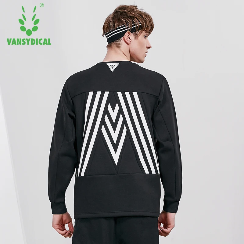 Vansydical Autumn Winter Fitness Running Sports Tops Men's Cotton Printed Long Sleeve Pullovers Workout Training Sweatshirts | Спорт и