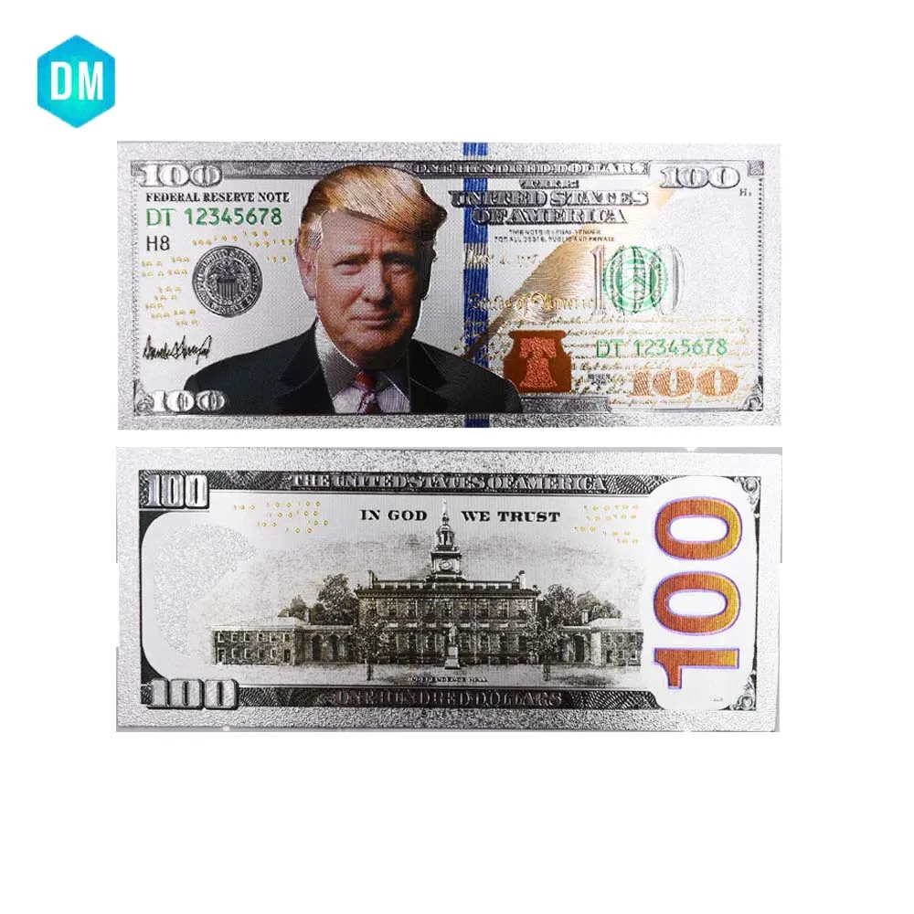 Красочные серебряные банкноты США Трамп Поддельные Банкноты долларов копия