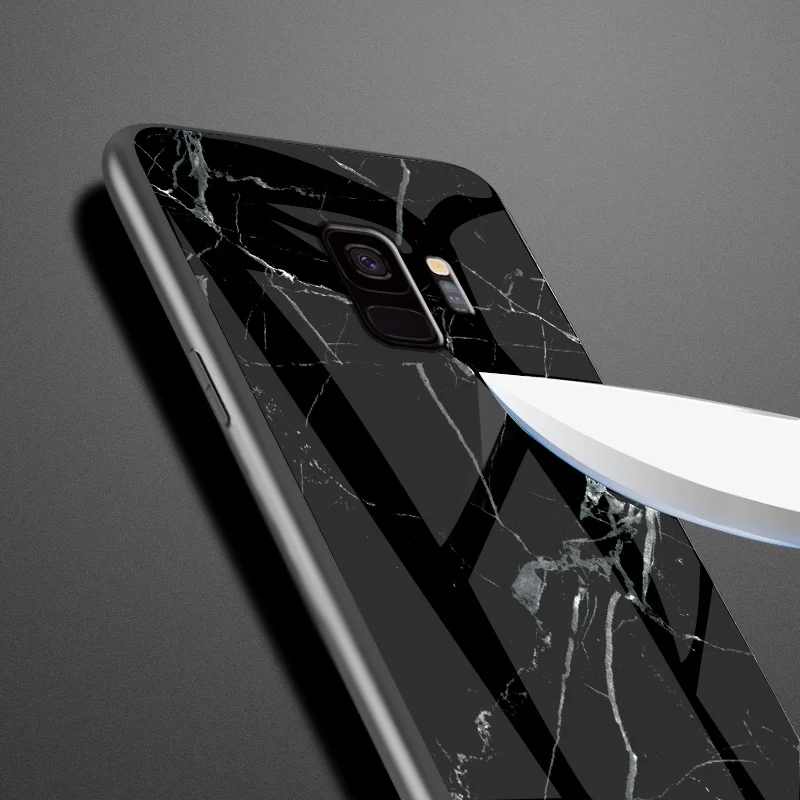Роскошный стеклянный чехол для телефона с мраморным узором samsung Galaxy S9 из