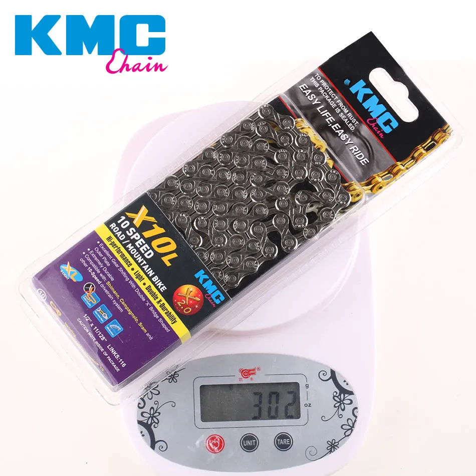Велосипедная цепь KMC 116L 10 скоростей X10L с оригинальной коробкой и волшебной