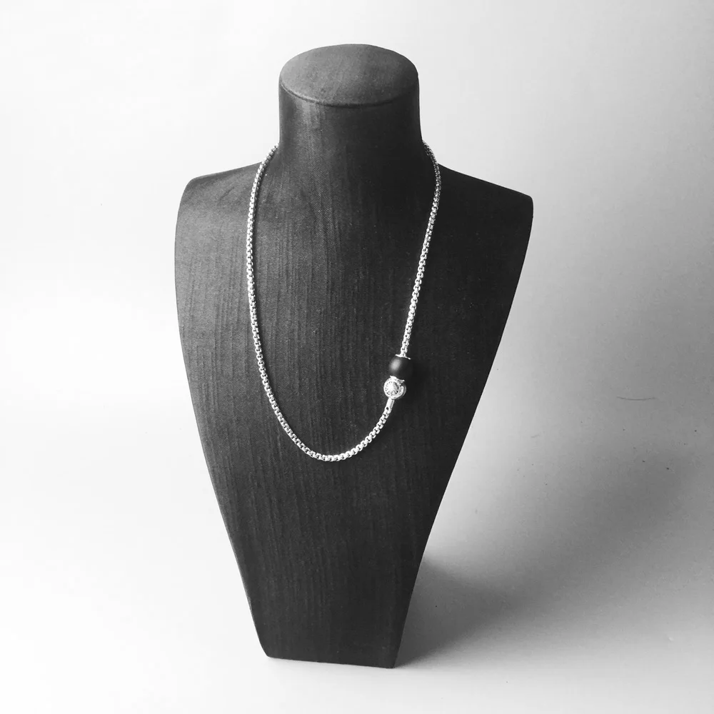 Necklace Chain Dark Blackened 925 Sterling Silver With Folding Clasp For Women &amp Men Gift Europe Style Fit Karma Diy | Украшения и
