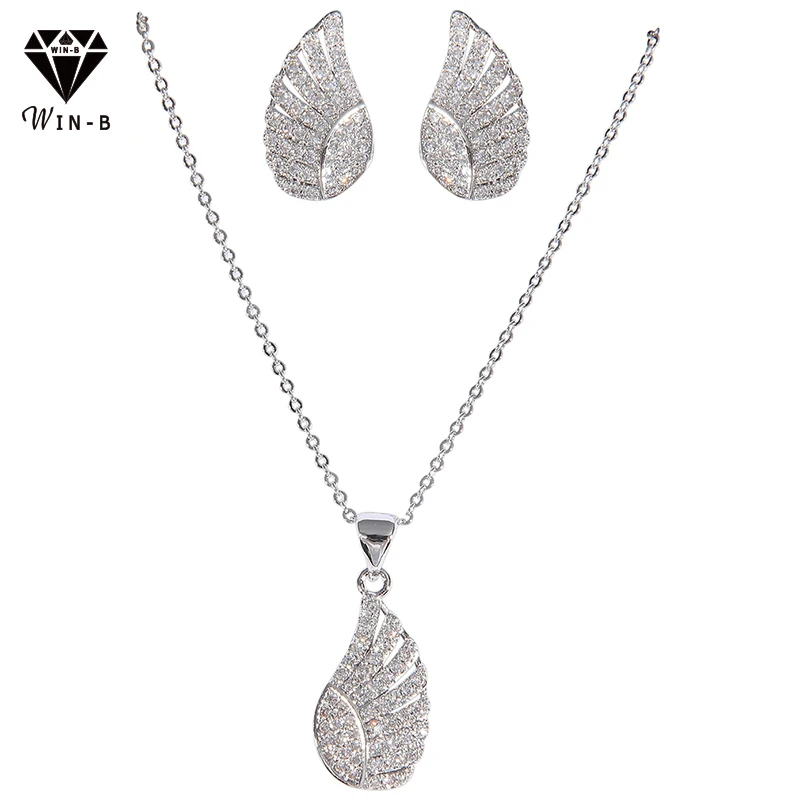 Женский ювелирный набор в форме крыльев чокер блестящий AAA Фианит кулон серьги