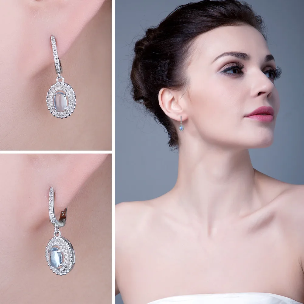 JewelryPalace Роскошные 1.3ct Подлинная кабошон голубой топаз Длинные Висячие серьги для