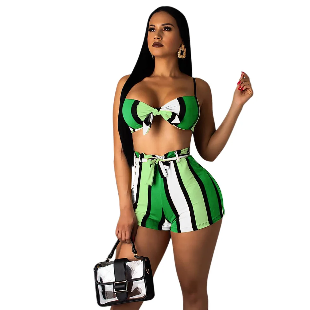 Горячий день Сексапильный топ с бюстгальтером. 4 вида цветов в полоску принтом на