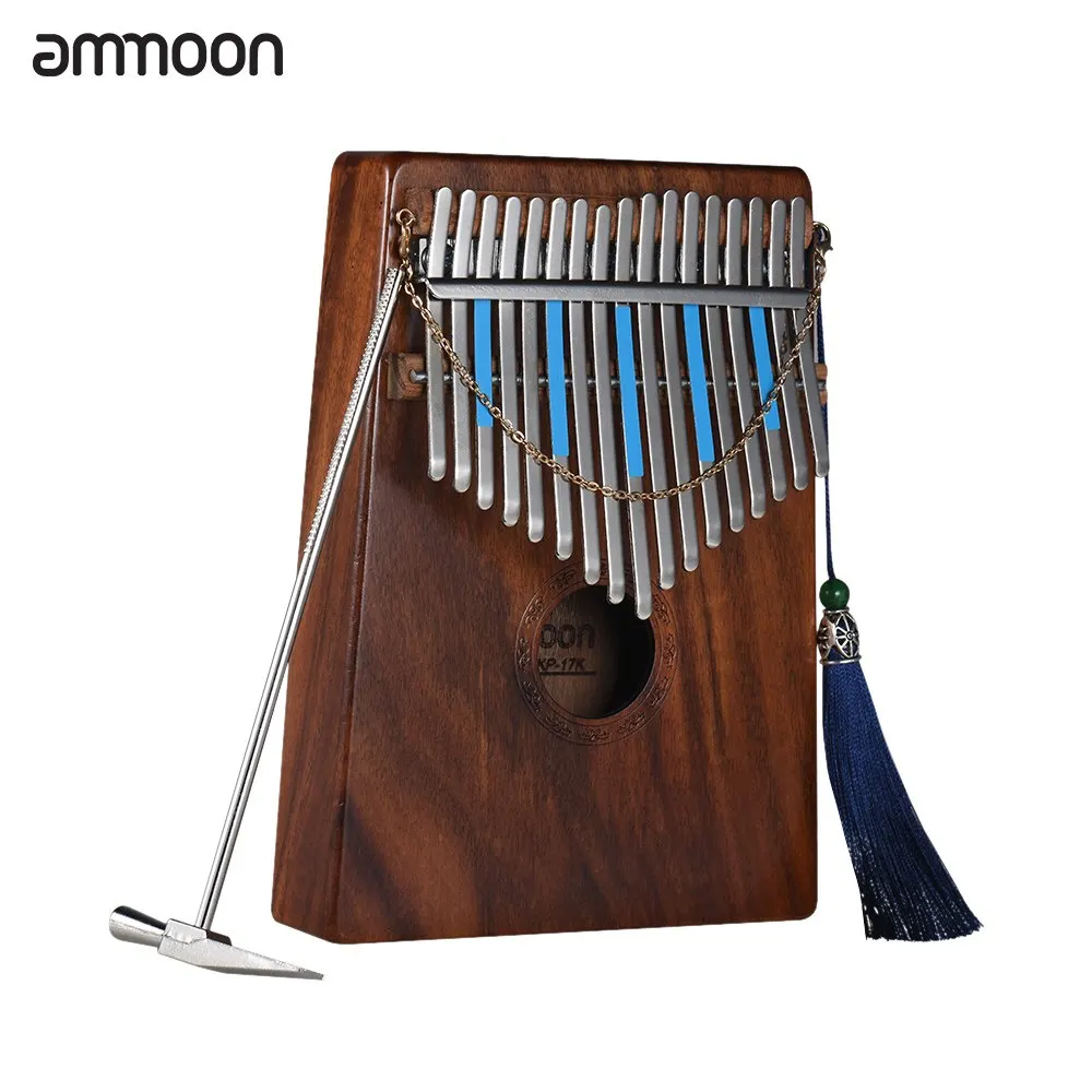 Ammoon 17 Key Thumb Piano Kalimba Mbira Sanza Hawaiian Koa твердая древесина с сумкой для переноски