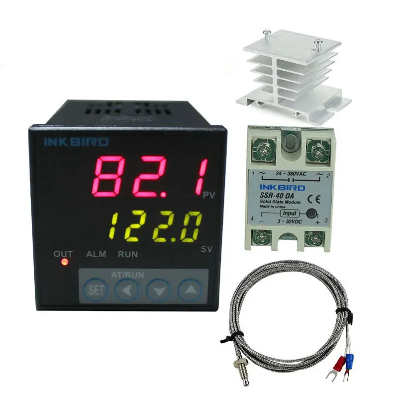 Inkbird ITC-106VH PID регуляторы температуры+ датчик K+ 40A SSR+ теплоотвод, твердотельное реле для Sous Vide, термопара k