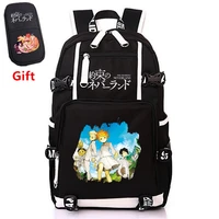 japanse anime the promised neverland printing backpack cartoon laptop backpack canvas travel backpack cosplay daypack rugzak