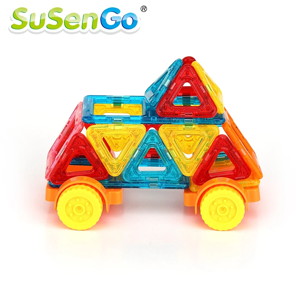SuSenGo 60/80/100/130 шт. Мини Магнитный блок дизайнерская модель 3D кирпичное здание игрушки "сделай сам", Конструкторы для детей подарок для детей
