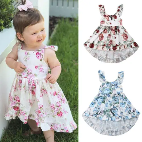 Girl Clothes Dress Summer Toddler Kid Baby Flower Print Sleeveless Princess Sundress | Детская одежда и обувь