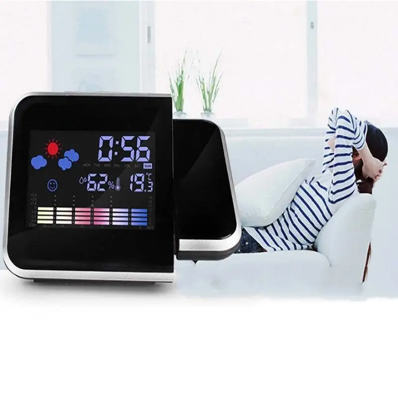 2019 Новая мода внимание проекция цифровая погода LCD Повтор Будильник проектор