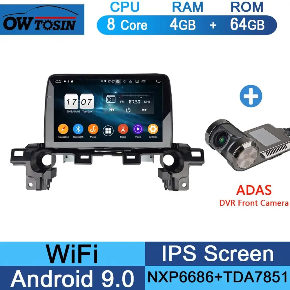 64G Adas Camera " ips Android 9,0 Восьмиядерный 4 Гб ОЗУ+ 64 Гб ПЗУ автомобильный DVD радио gps для Mazda ATENZA CX-5 CX5- DSP CarPlay Parrot BT стерео - Цвет: 64G Adas Camera